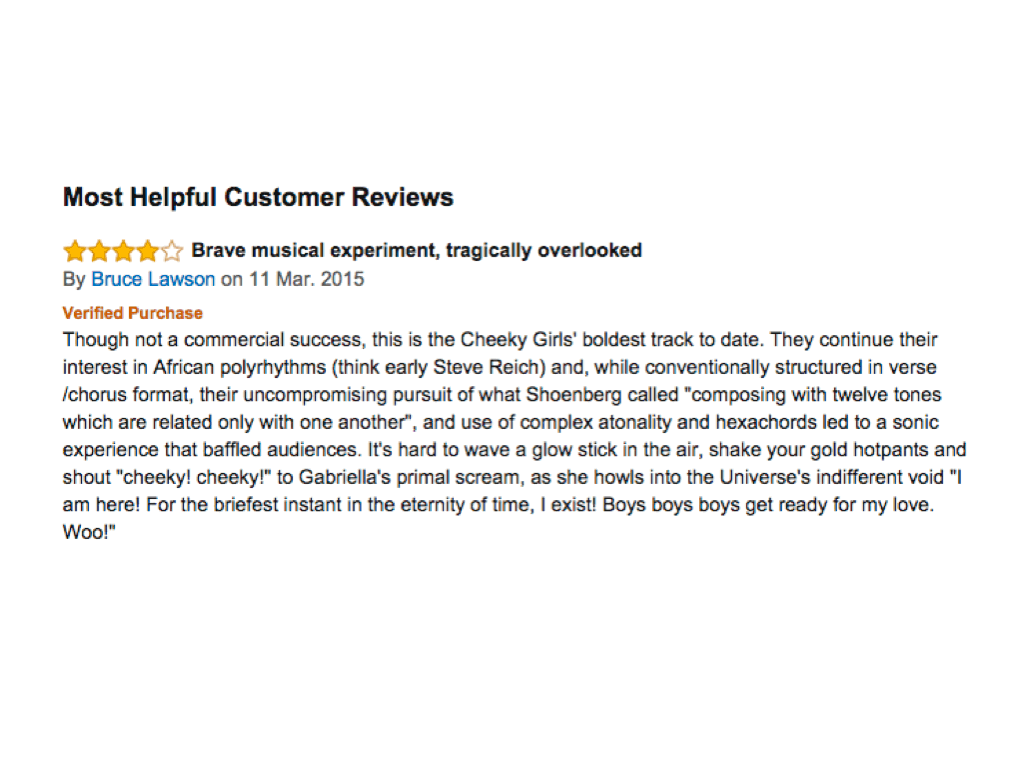 review of Cheeky Girls' 'Boys and Girls' single on Amazon