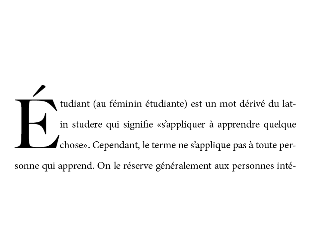 French drop caps, accents above top line of paragraph