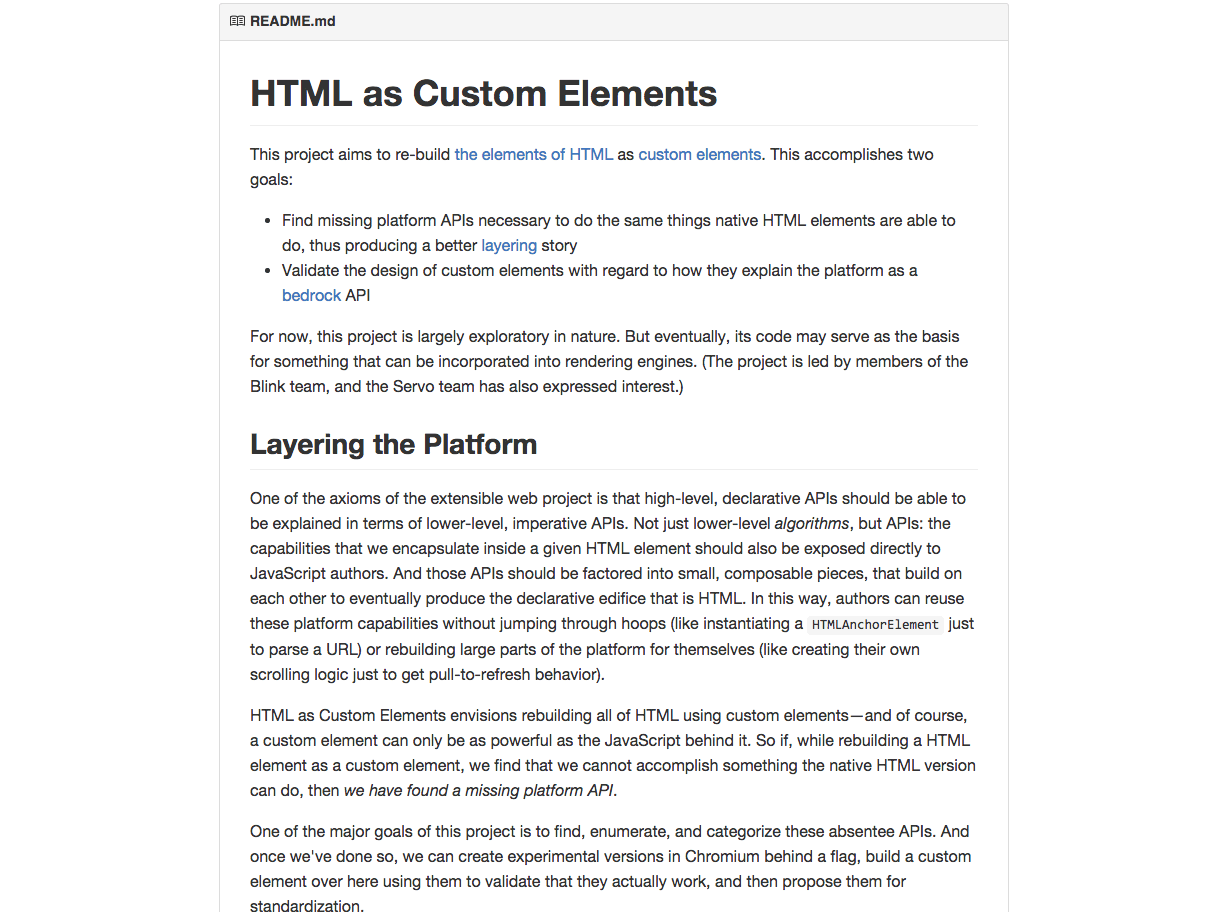 HTML as custom elements