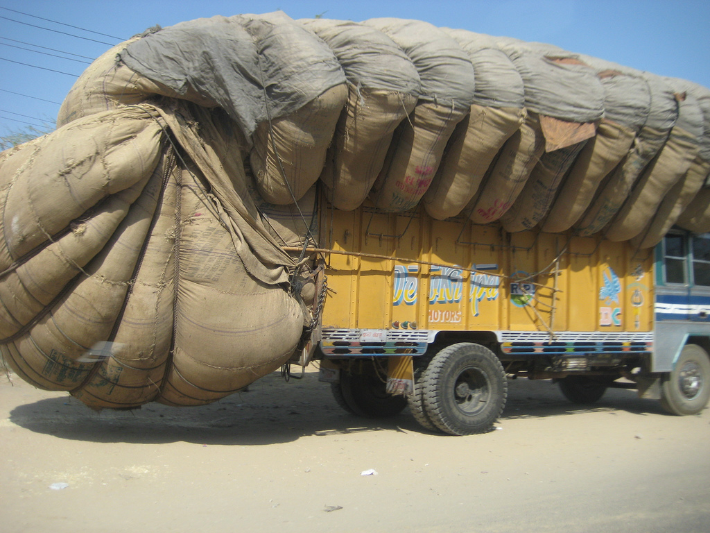 heavily overloaded truck