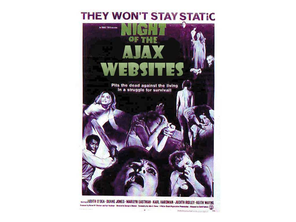 Horror movie-style poster: 'the night of the AJAX websites'