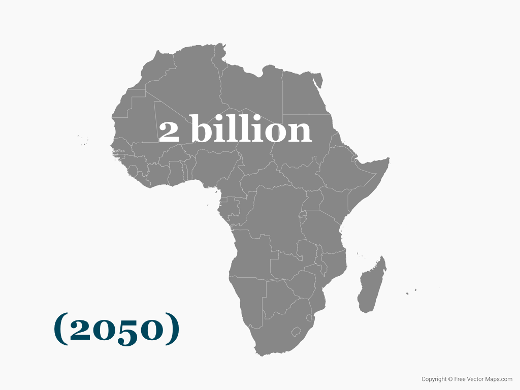 Africa: population in 2050: 2 billion