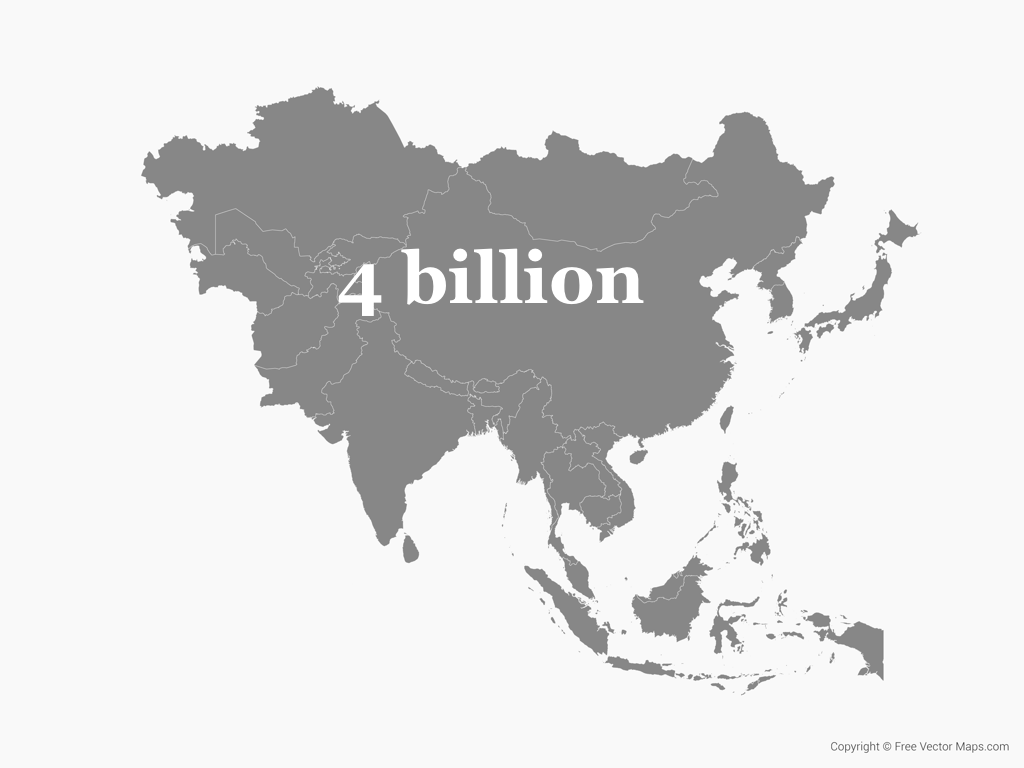 Asia: population now 4 billion